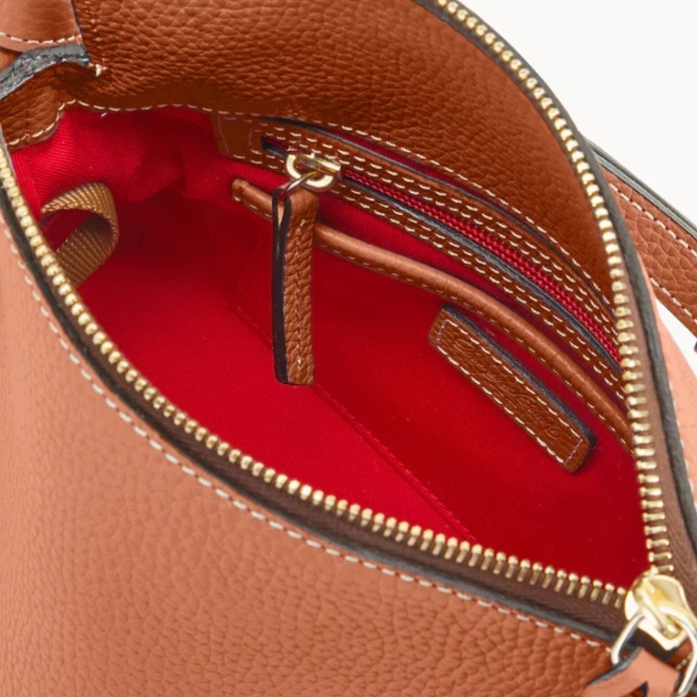 Dooney & Bourke Brown Leather Shoulder Bag with Tassels - Picture 3 of 9